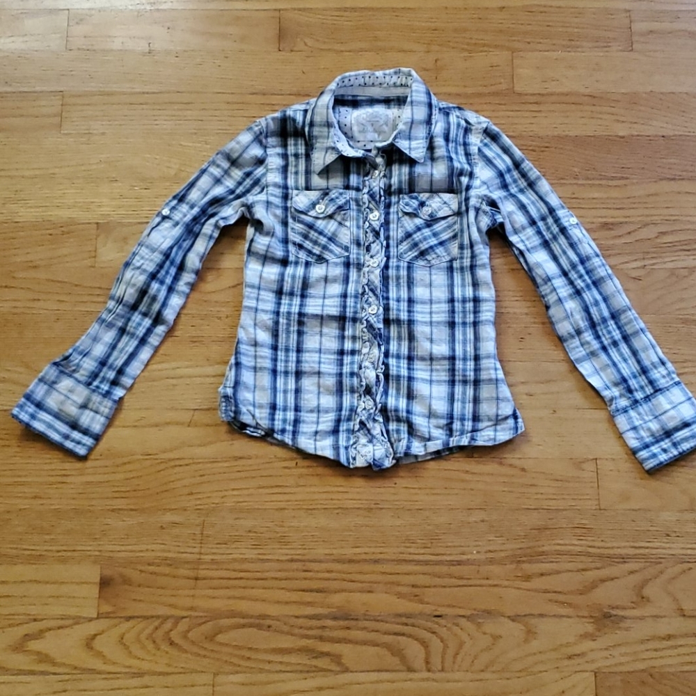 Jusice girls size 7 cotton button down shirt